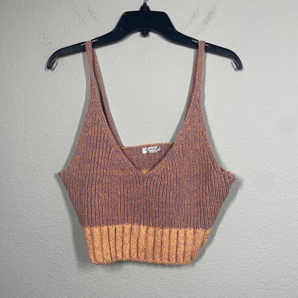 Intimately Free People Medium Here All Day Cotton Sweater Crop Tank Top Orange - Picture 3 of 10